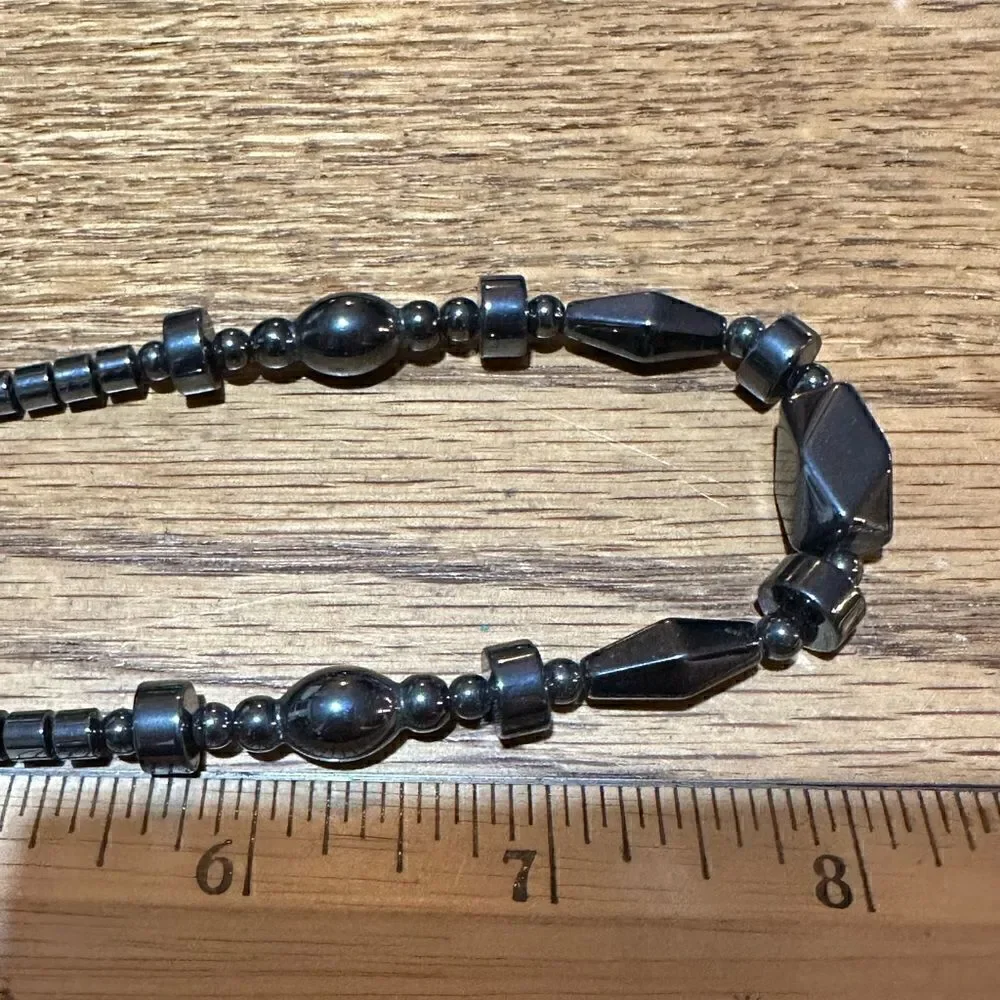 Handcrafted Genuine Hematite Healing Magnetic Necklace 16”
